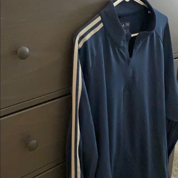 Men’s Adidas 2XL 1/4 zip - Navy w/grey stripes - Picture 2 of 4